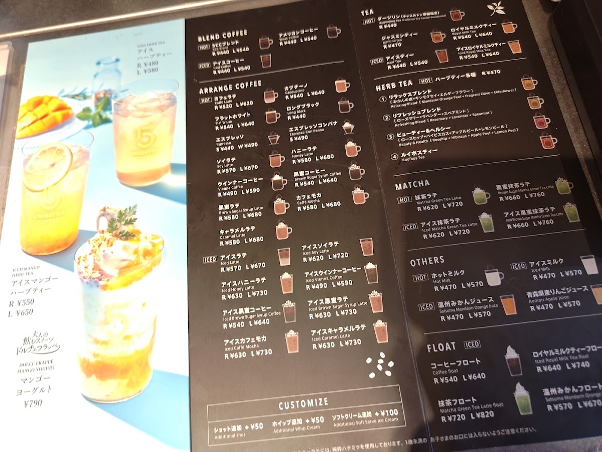 ５ Crossties Coffee menu board