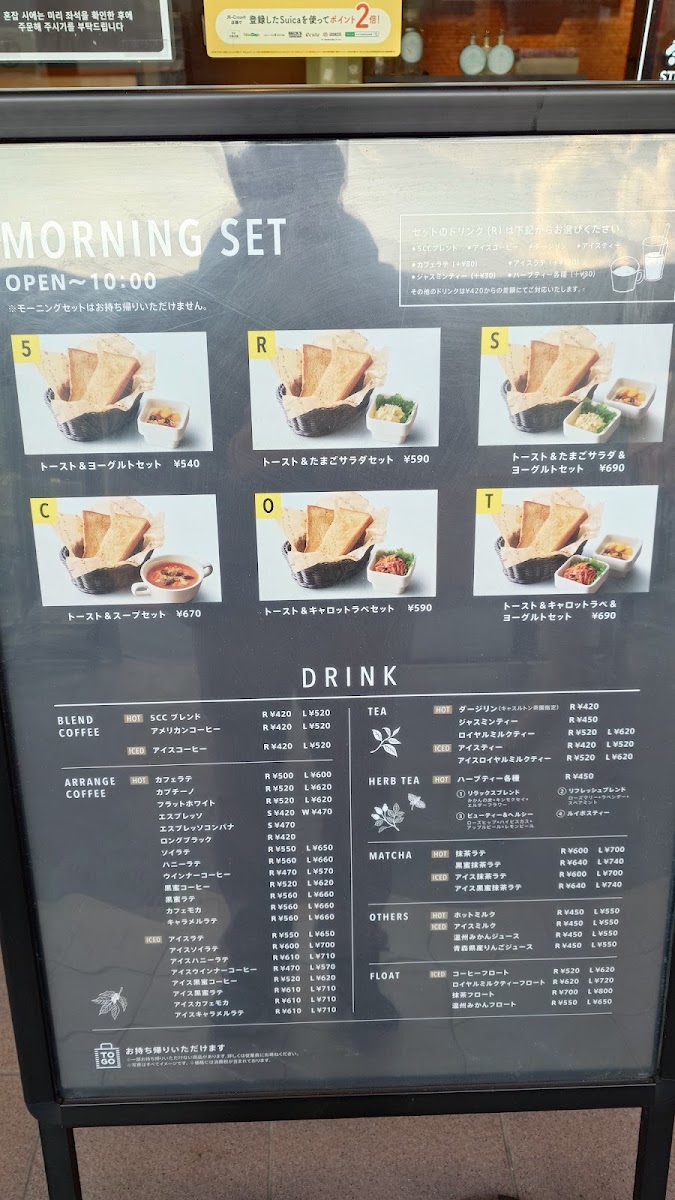 ５ Crossties Coffee menu board