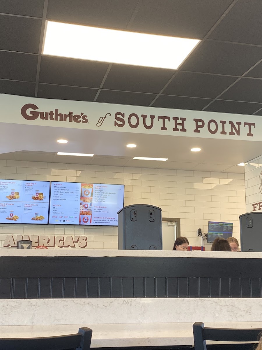 Guthrie’s Golden Fried Chicken Fingers menu board