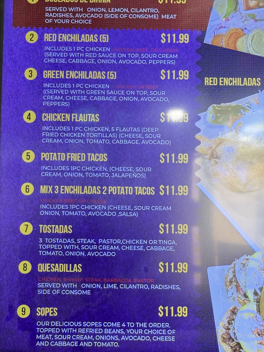 Ruby's Mexican Restaurant #3 menu board