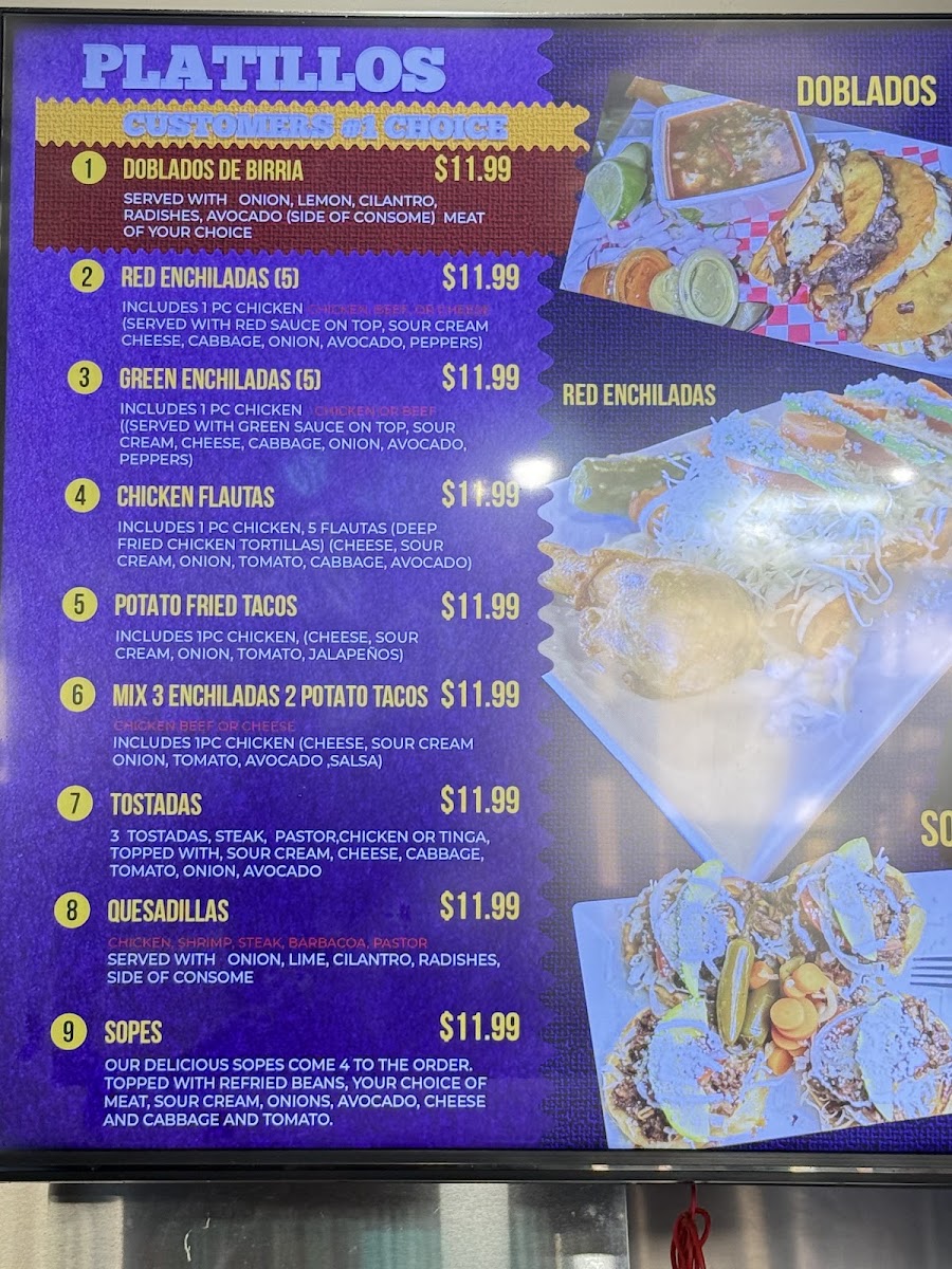 Ruby's Mexican Restaurant #3 menu board