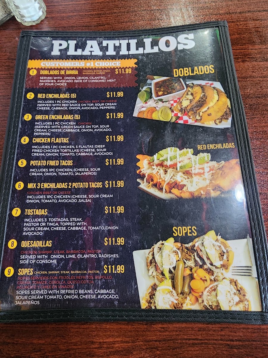 Ruby's Mexican Restaurant #3 menu board