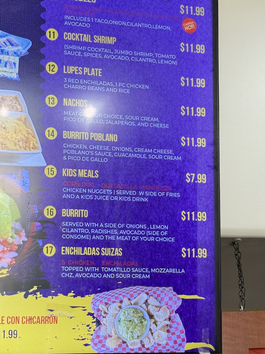 Ruby's Mexican Restaurant #3 menu board