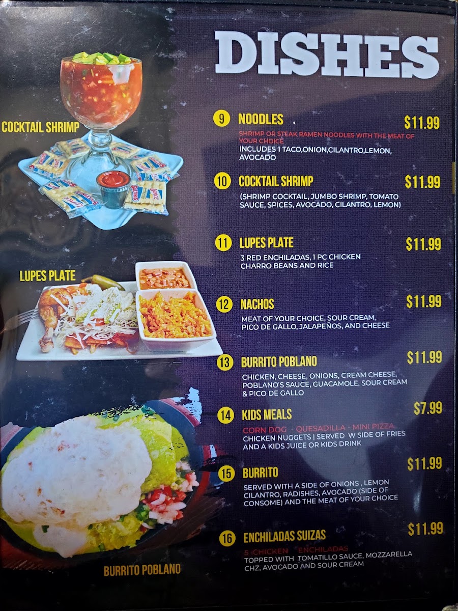 Ruby's Mexican Restaurant #3 menu board