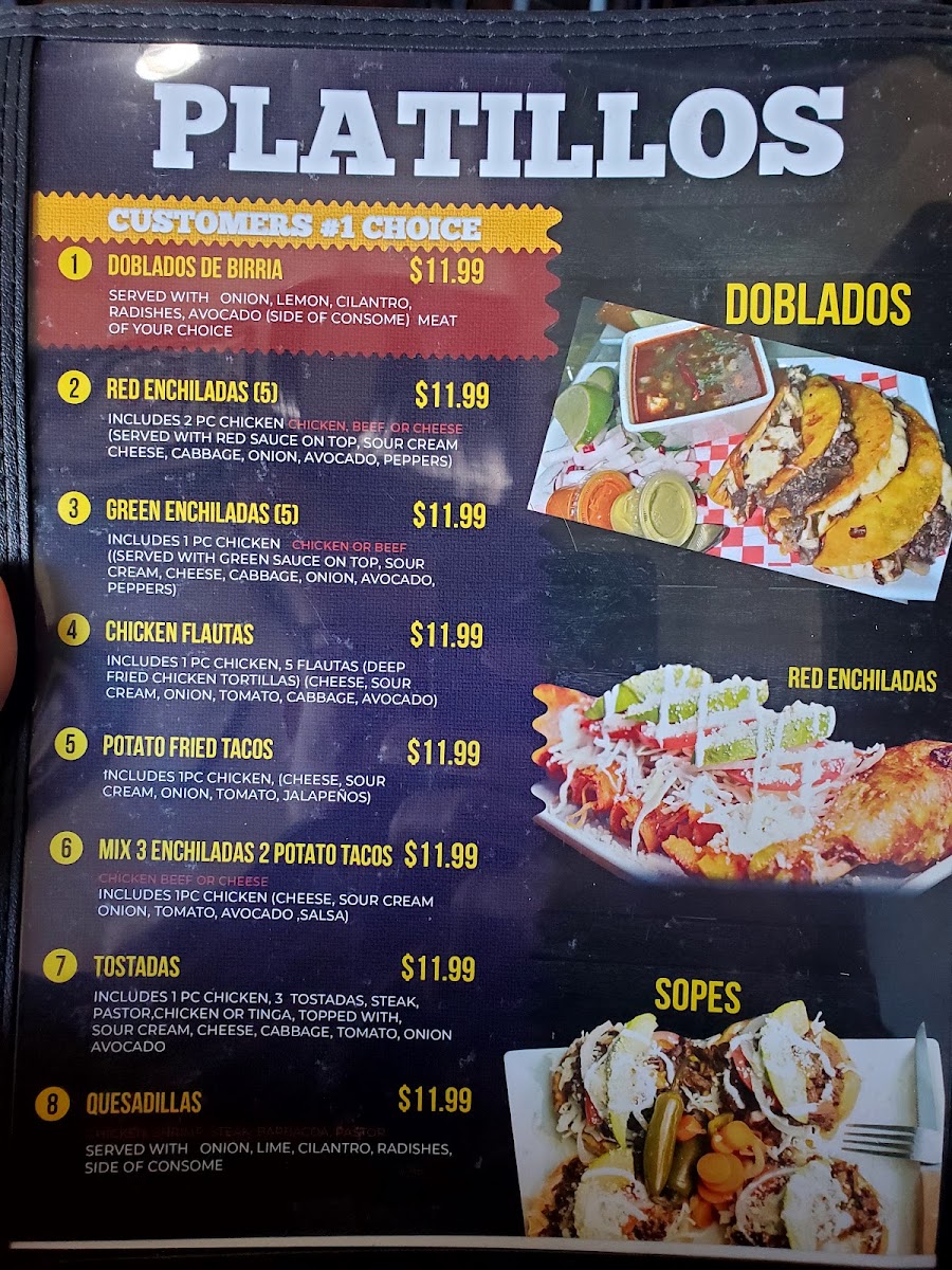 Ruby's Mexican Restaurant #3 menu board