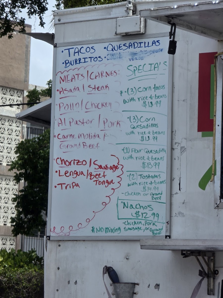 Delicious Tacos menu board