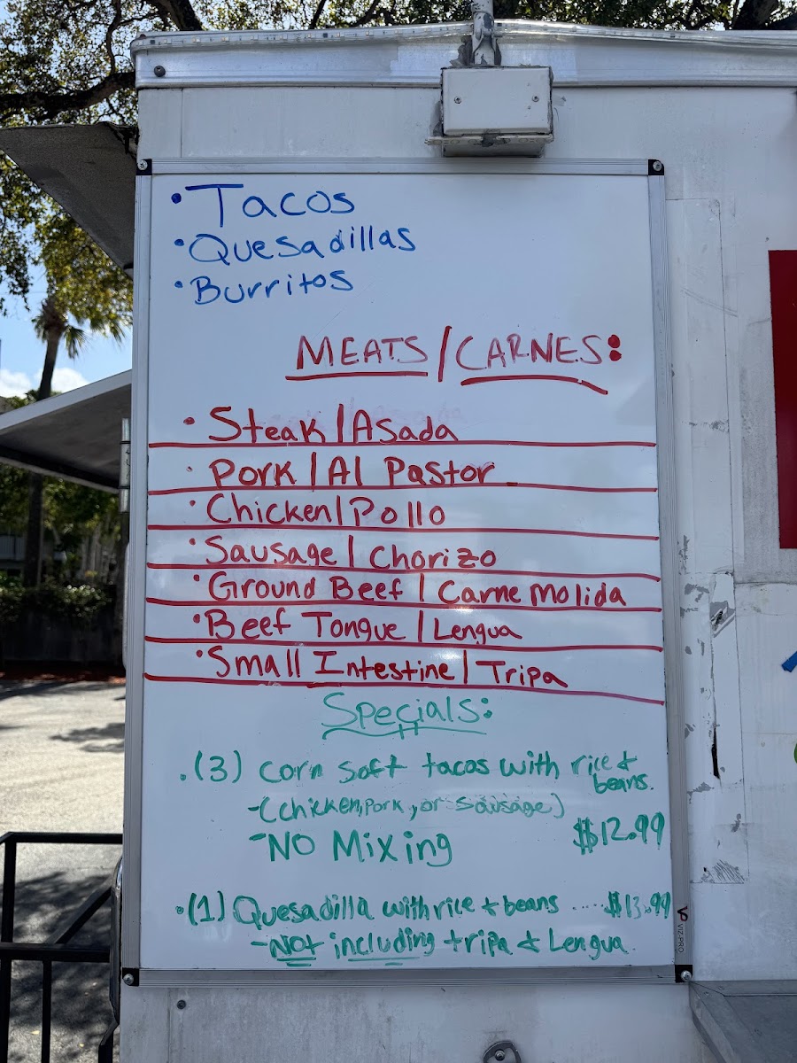 Delicious Tacos menu board