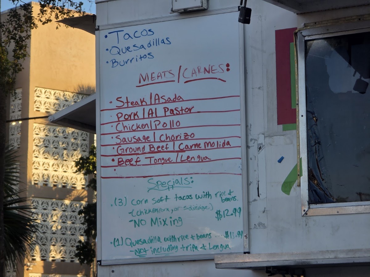 Delicious Tacos menu board