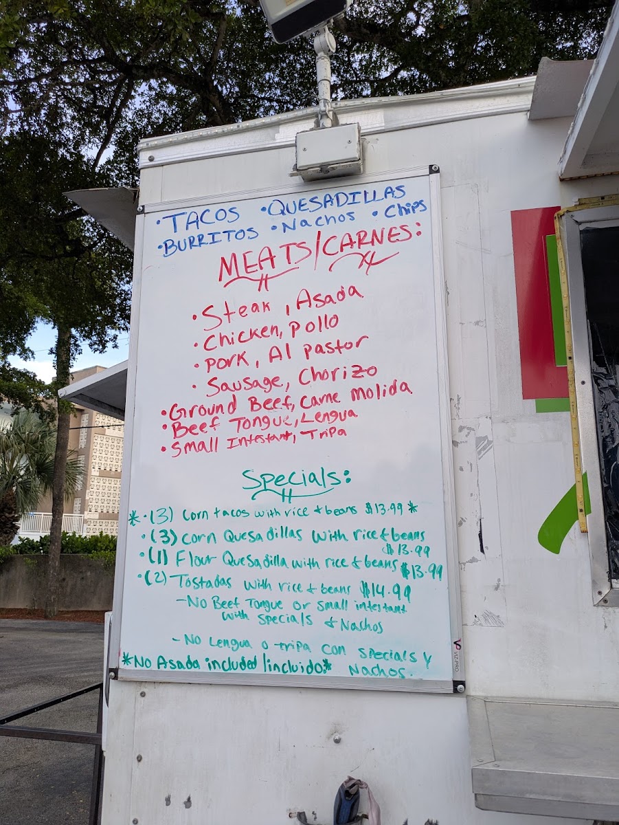 Delicious Tacos menu board