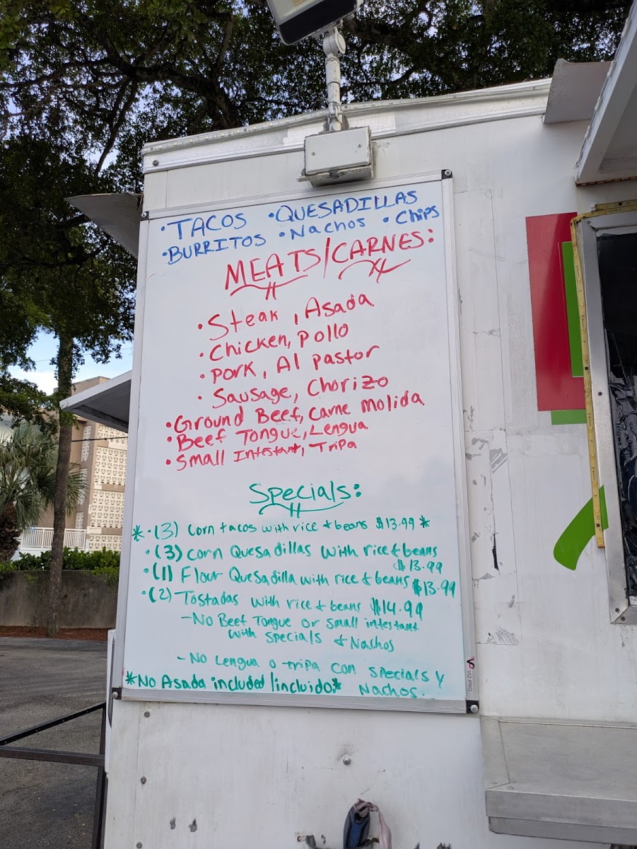 Delicious Tacos menu board