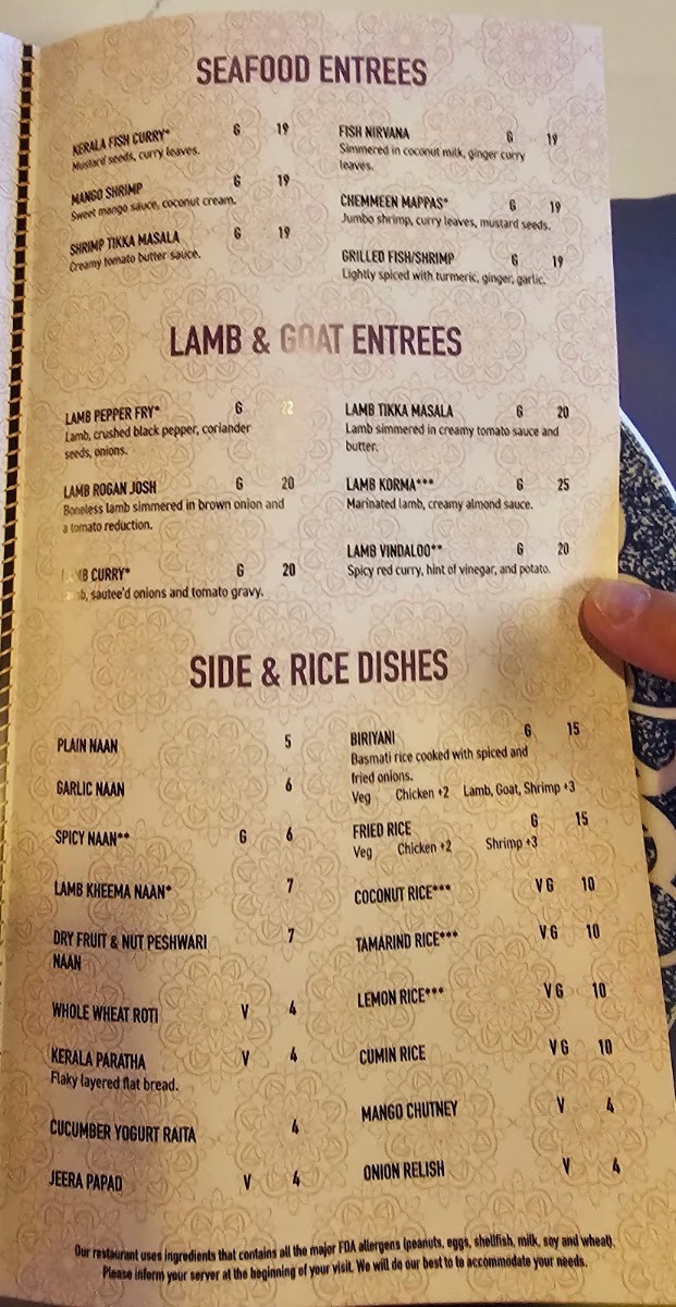 Indian Breeze Cape Coral - Indian Restaurant menu board