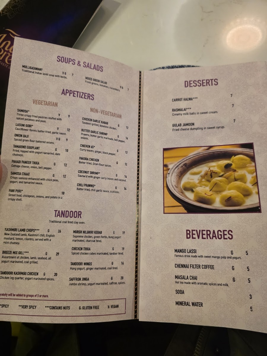 Indian Breeze Cape Coral - Indian Restaurant menu board