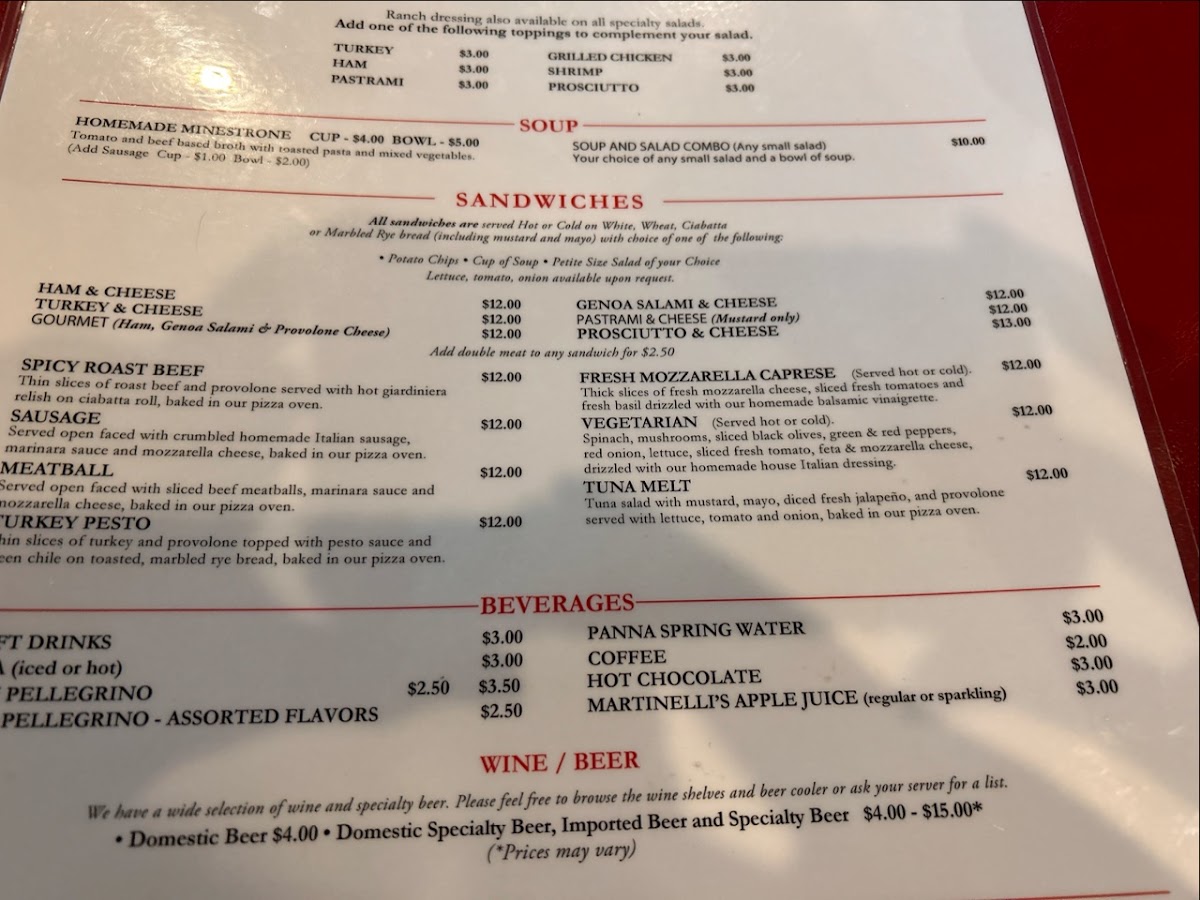 Ardovino's Pizza 2 menu board
