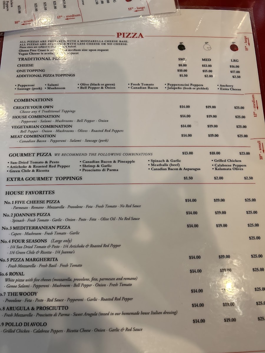 Ardovino's Pizza 2 menu board