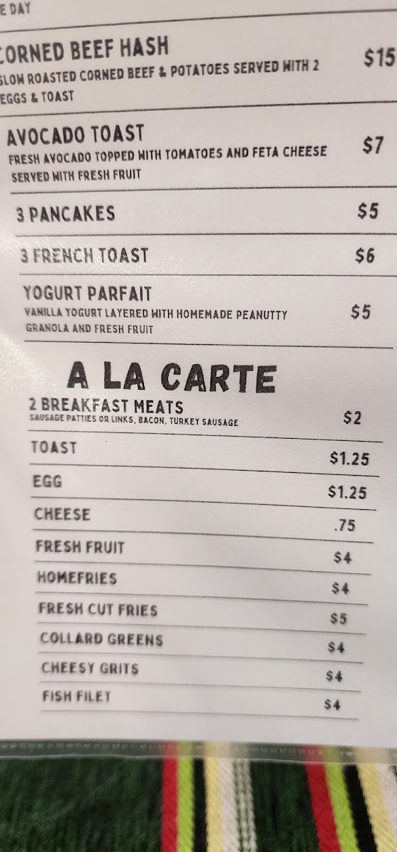 Fast Break Cafe menu board