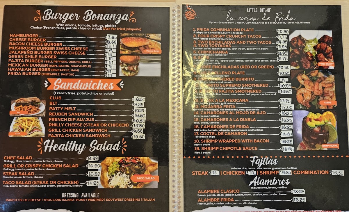FRIDA Food Truck menu board
