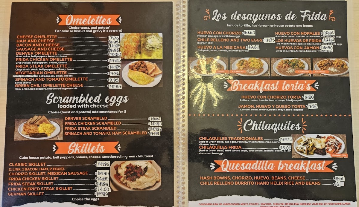 FRIDA Food Truck menu board