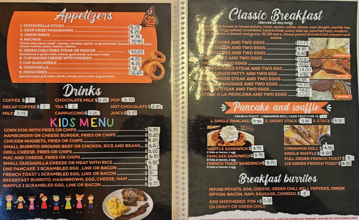 FRIDA Food Truck menu board