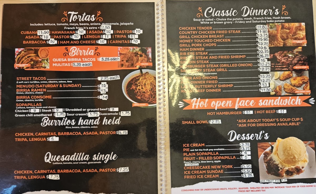 FRIDA Food Truck menu board