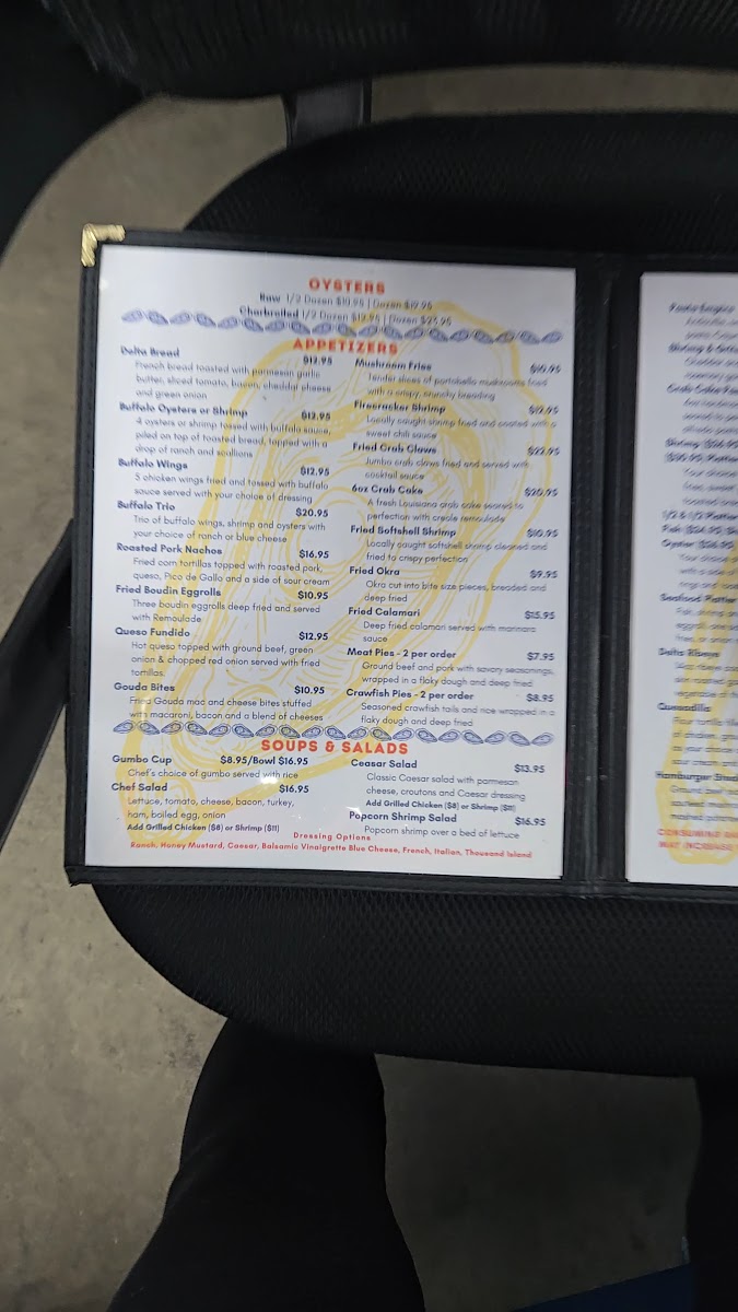 Ponderosa Restaurant@DeltaMarina menu board