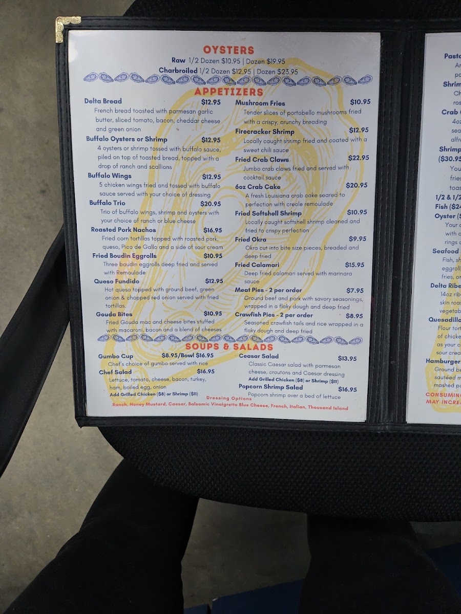 Ponderosa Restaurant@DeltaMarina menu board