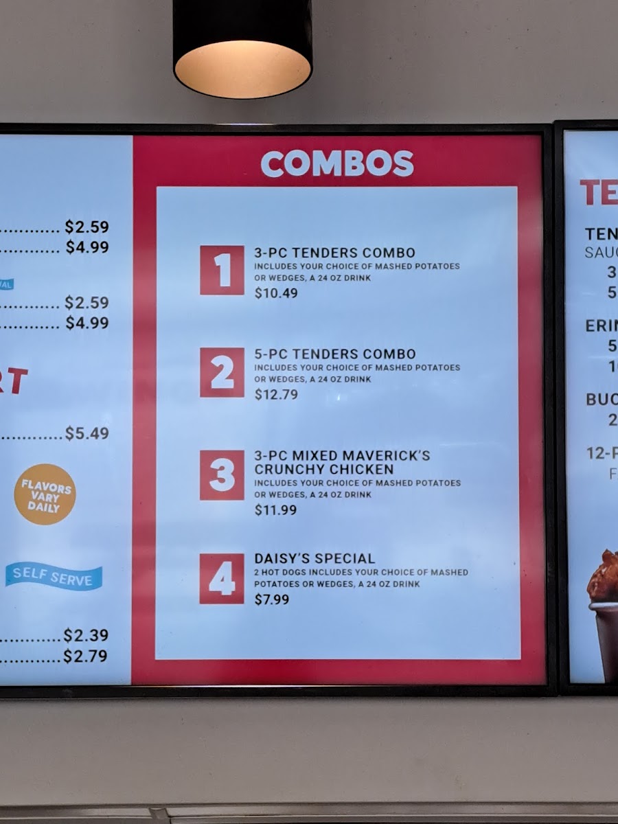 Maverick's Bistro menu board