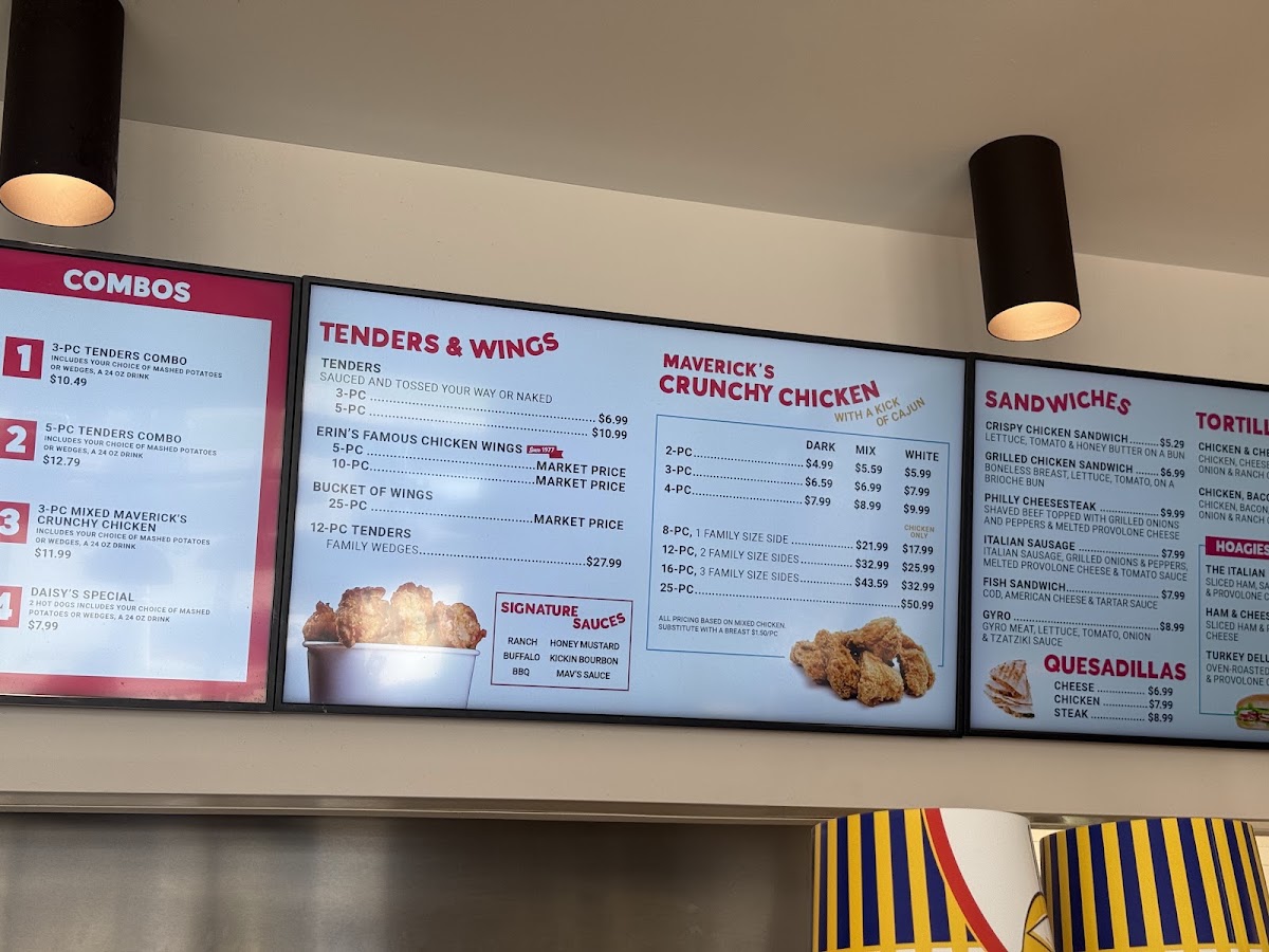 Maverick's Bistro menu board