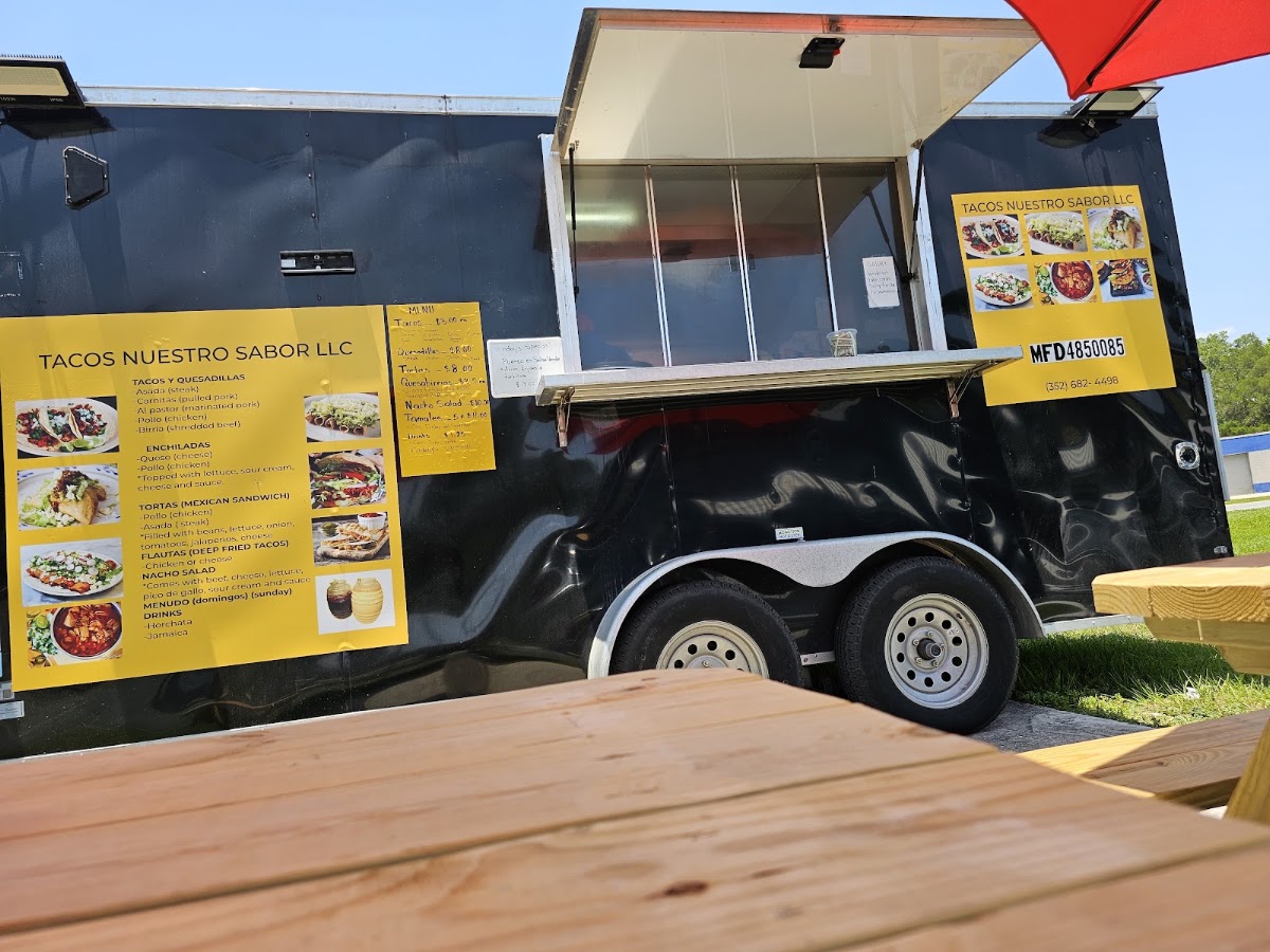 Tacos Nuestro Sabor menu board