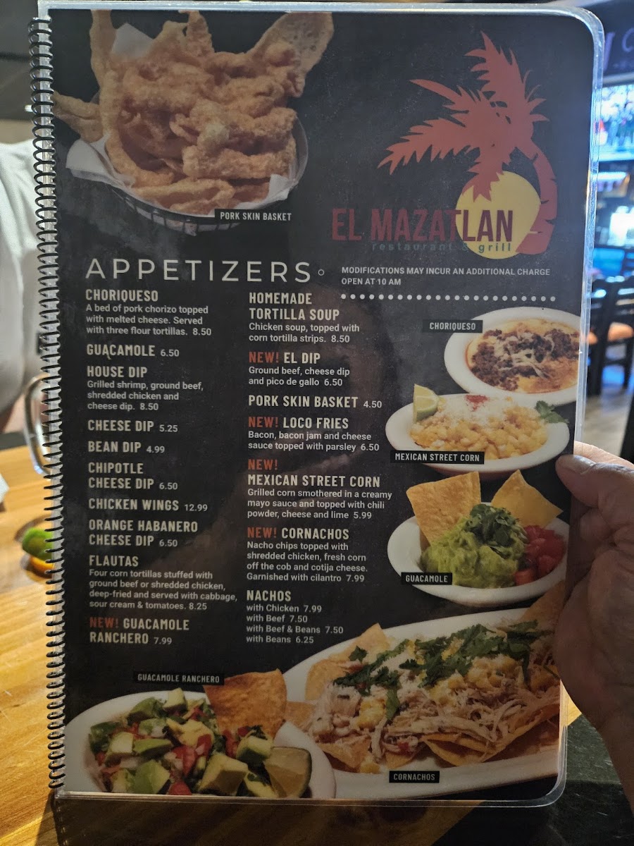 El Mazatlan Mexican Bar & Grill #1 menu board
