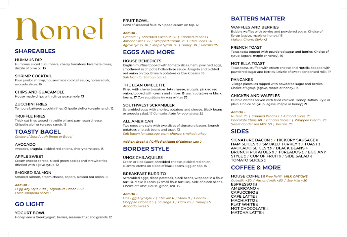 Nomel Restaurant menu board