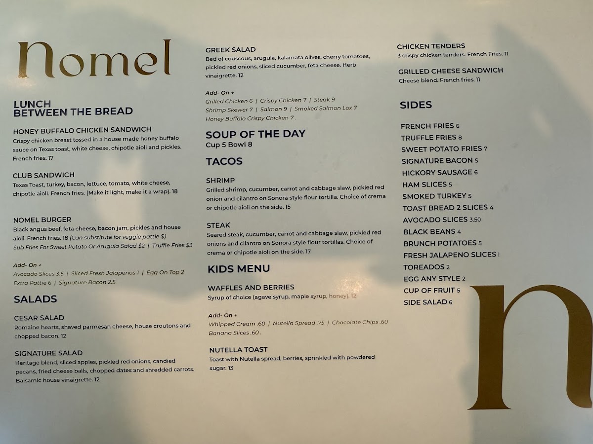 Nomel Restaurant menu board