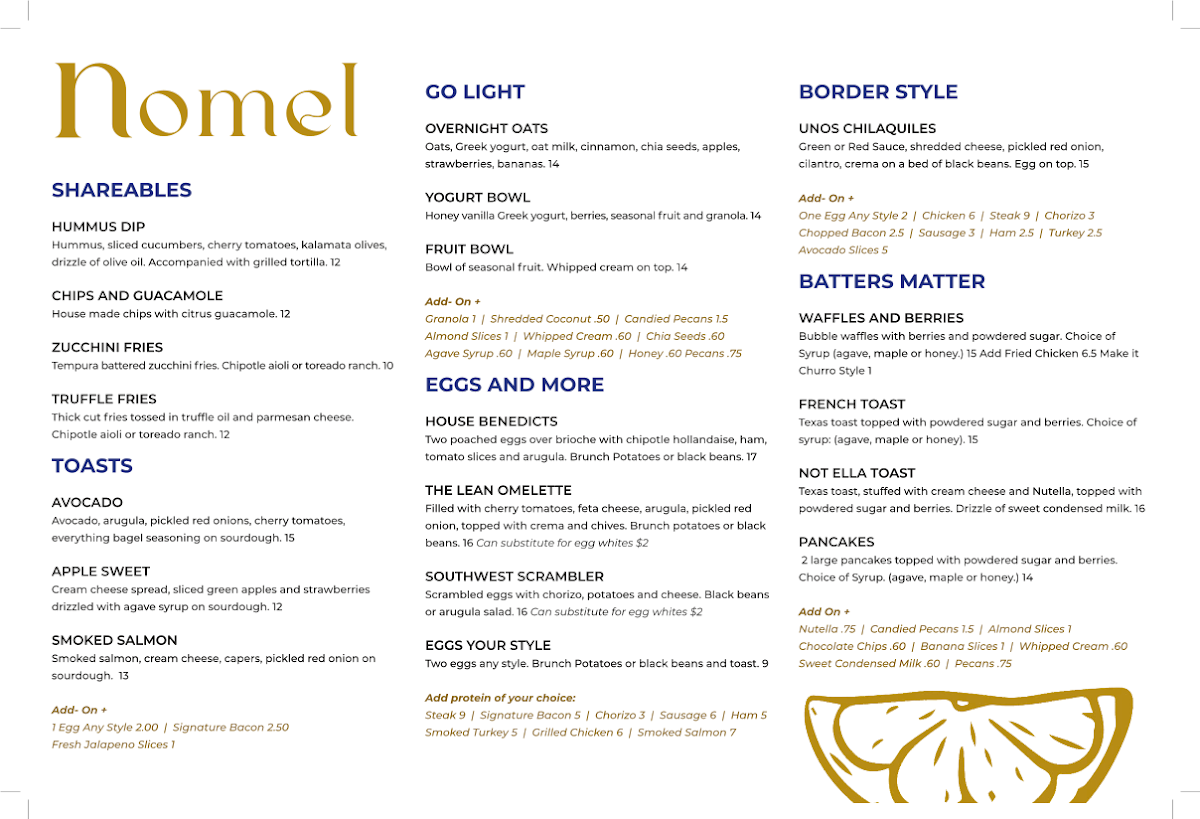 Nomel Restaurant menu board