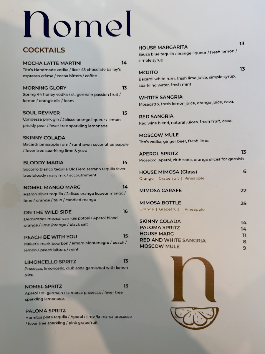 Nomel Restaurant menu board