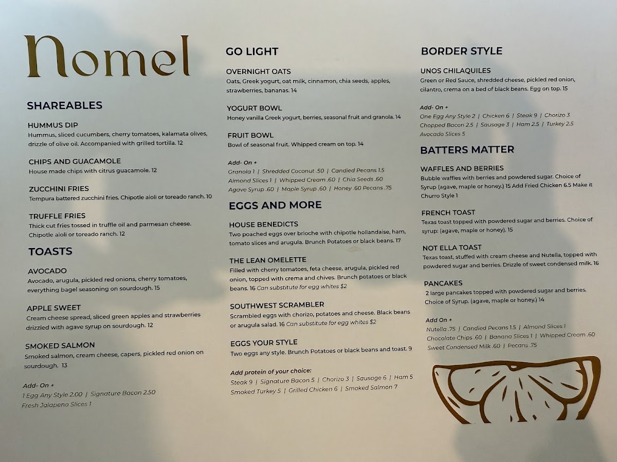 Nomel Restaurant menu board