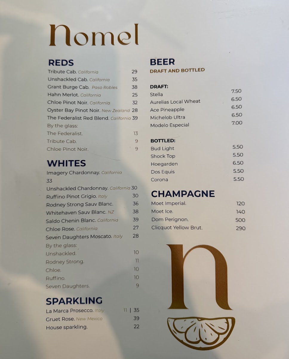Nomel Restaurant menu board