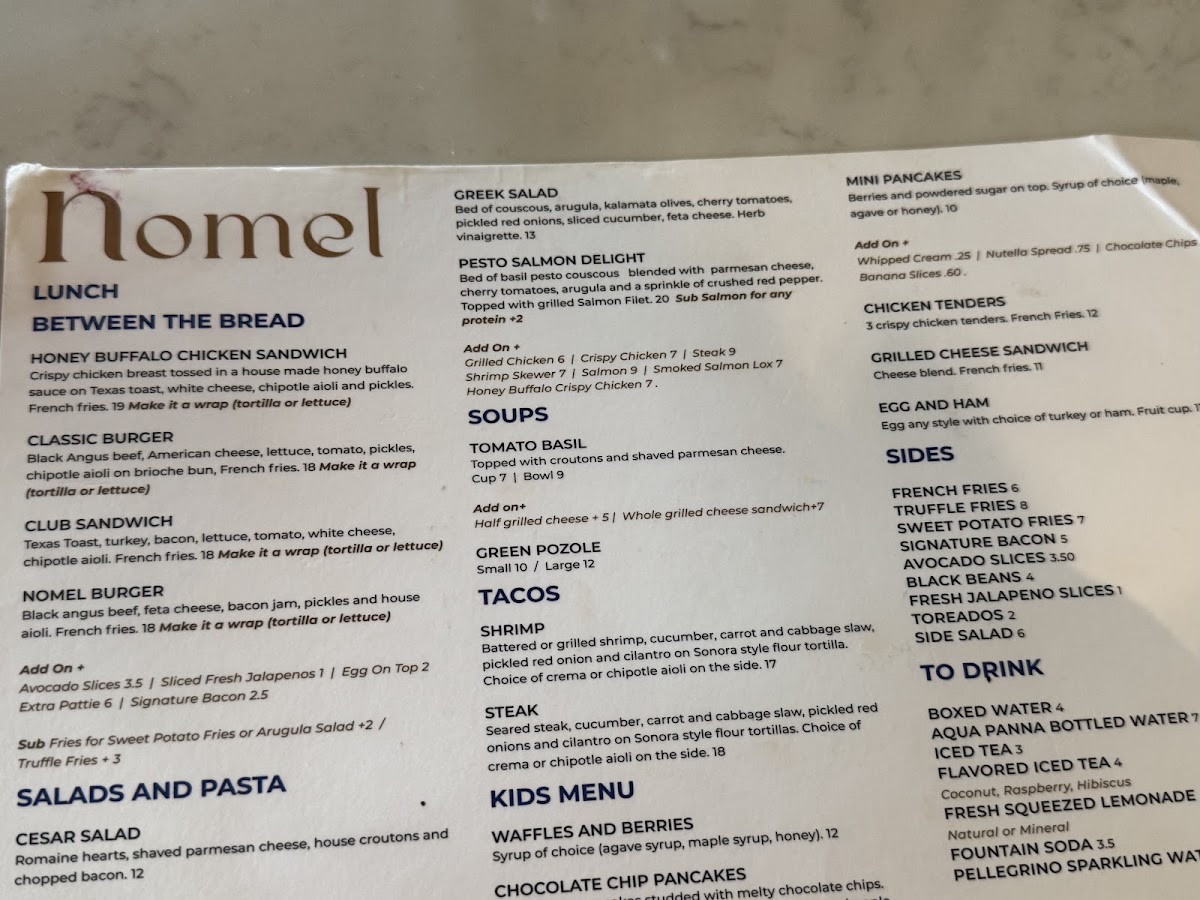 Nomel Restaurant menu board