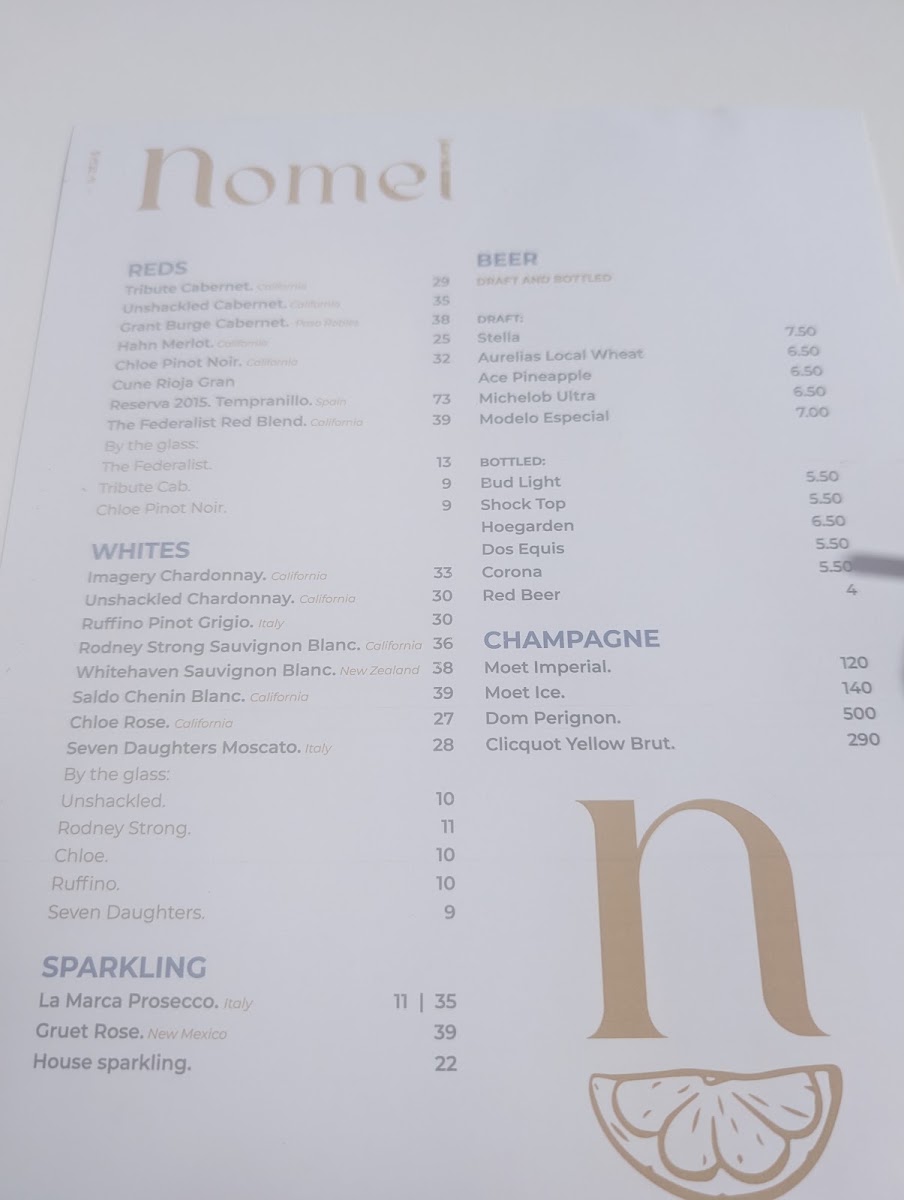 Nomel Restaurant menu board