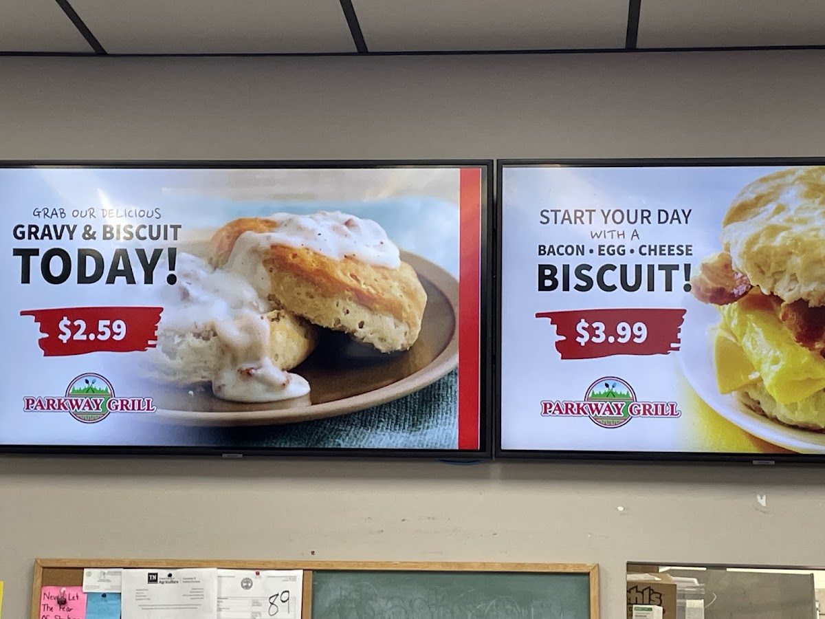 Parkway Grill menu board