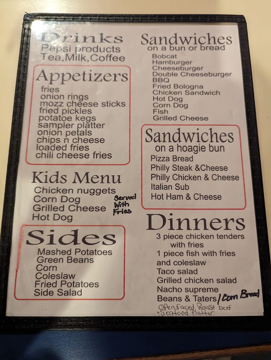 Steph's Country Kitchen menu board