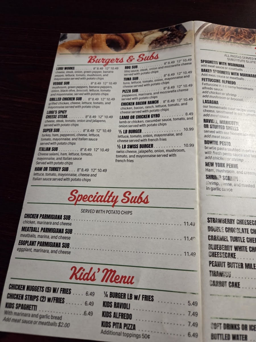 Luigi’s Italian Restaurant menu board