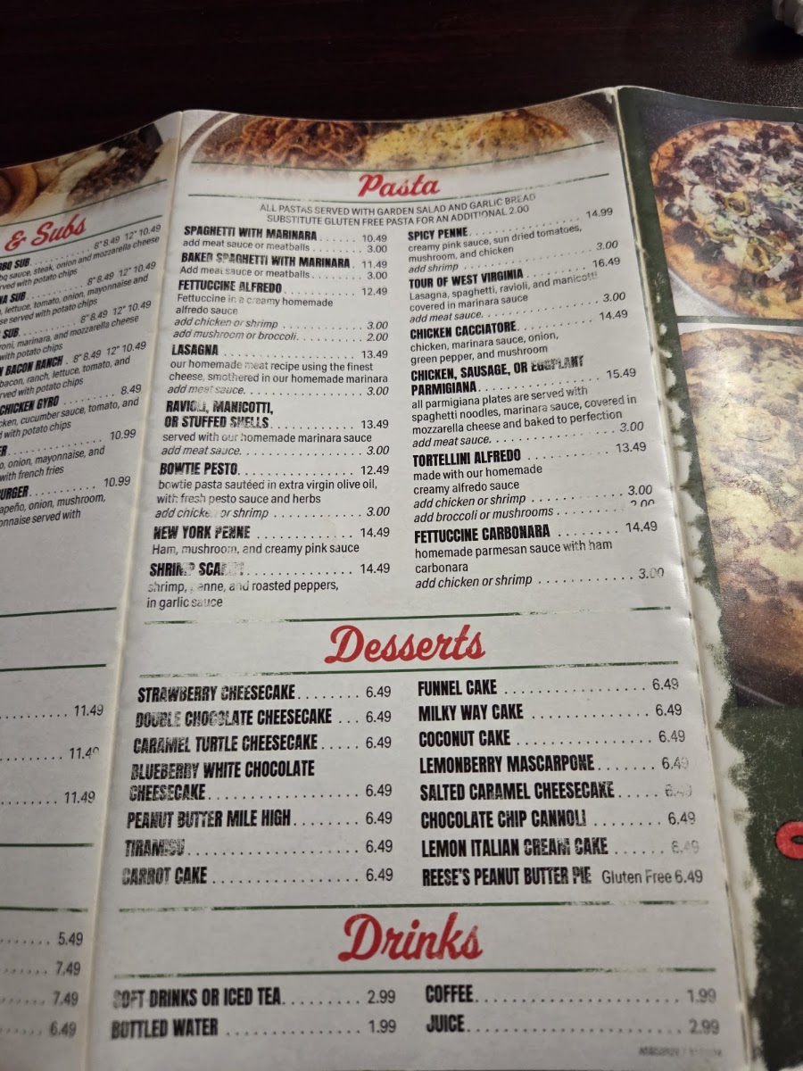 Luigi’s Italian Restaurant menu board