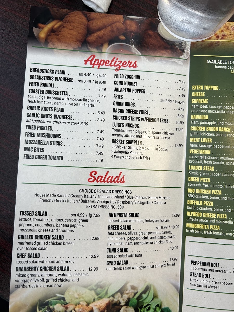 Luigi’s Italian Restaurant menu board