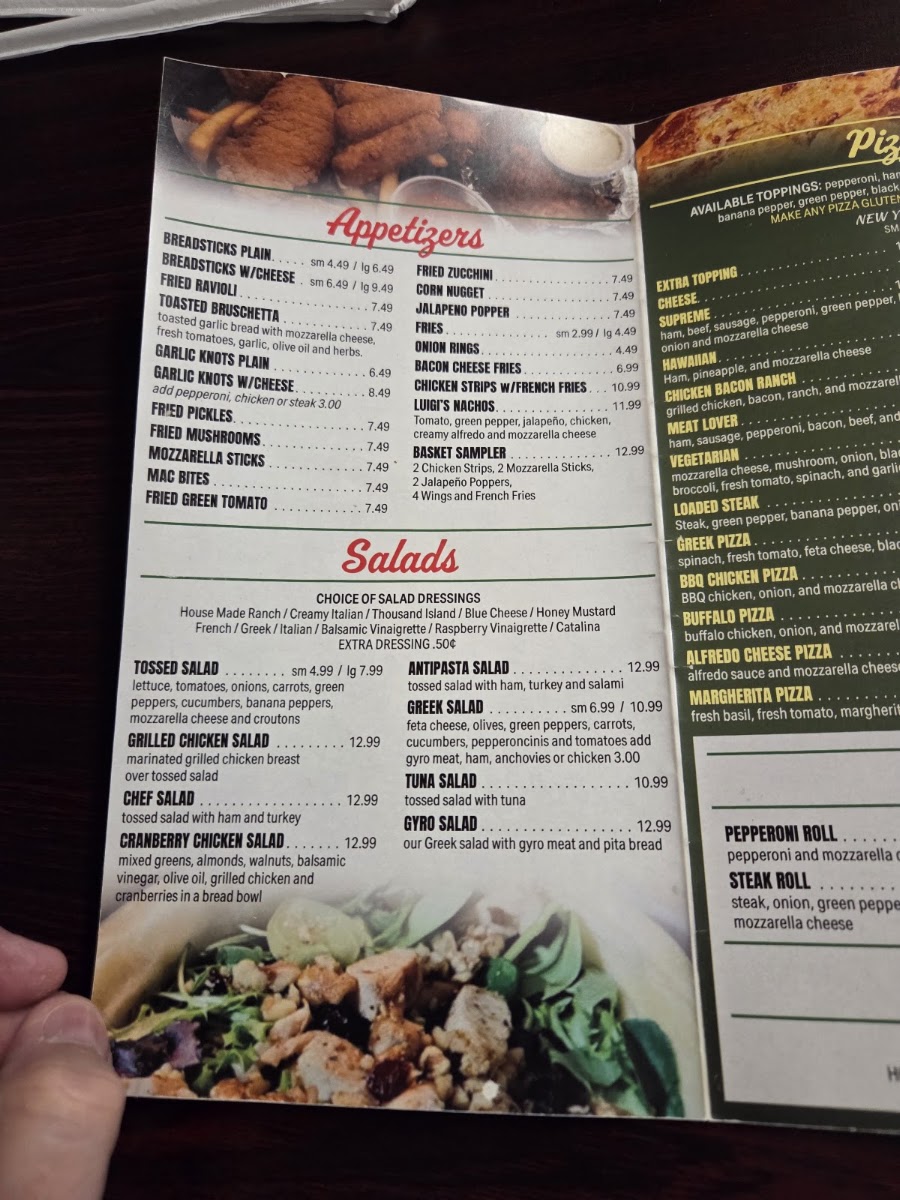 Luigi’s Italian Restaurant menu board