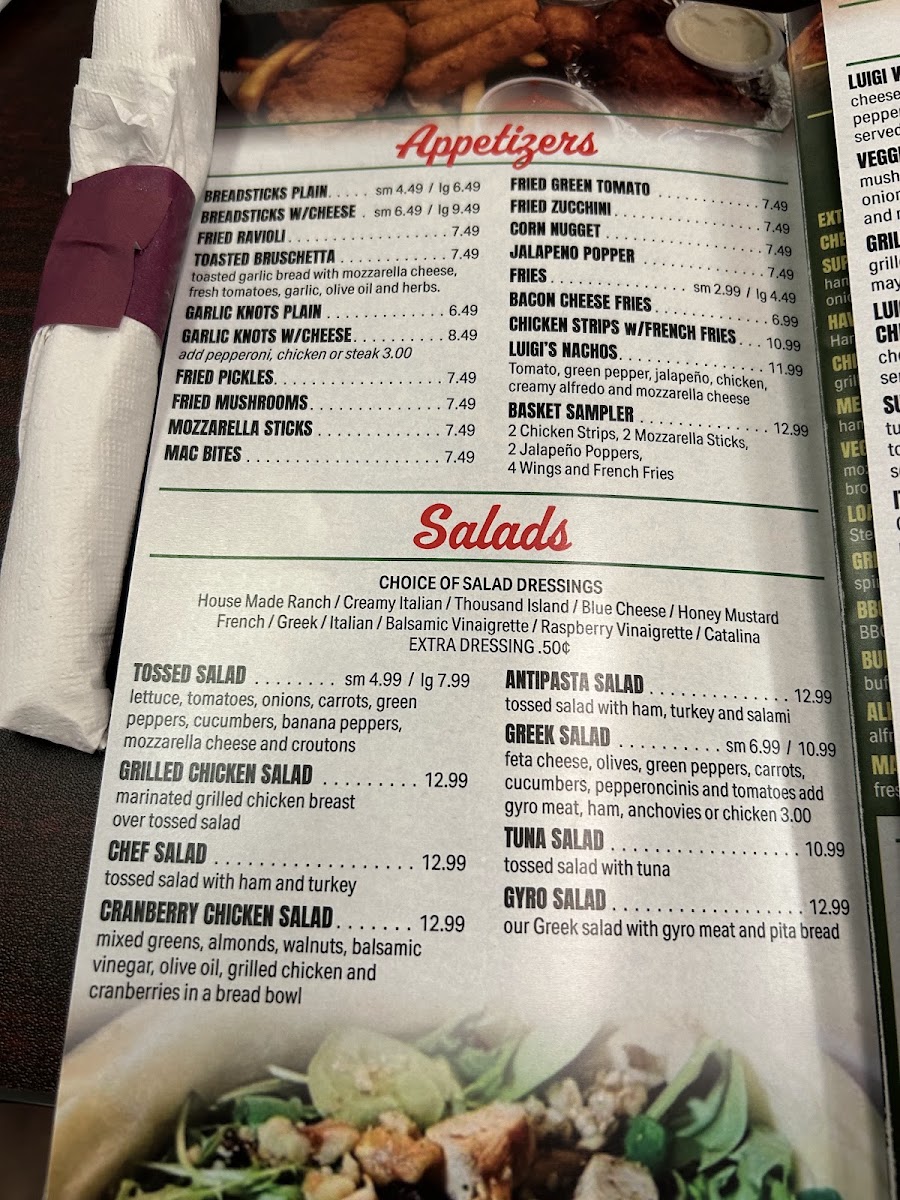Luigi’s Italian Restaurant menu board