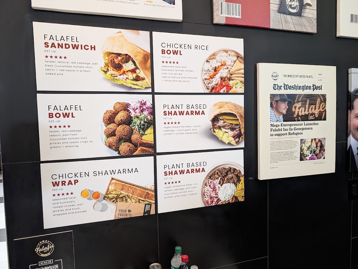 Falafel Inc menu board