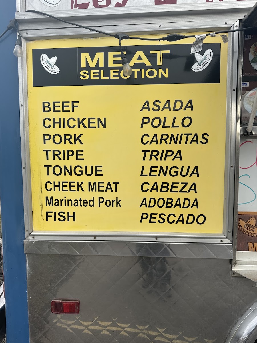 Los Dos Koras menu board