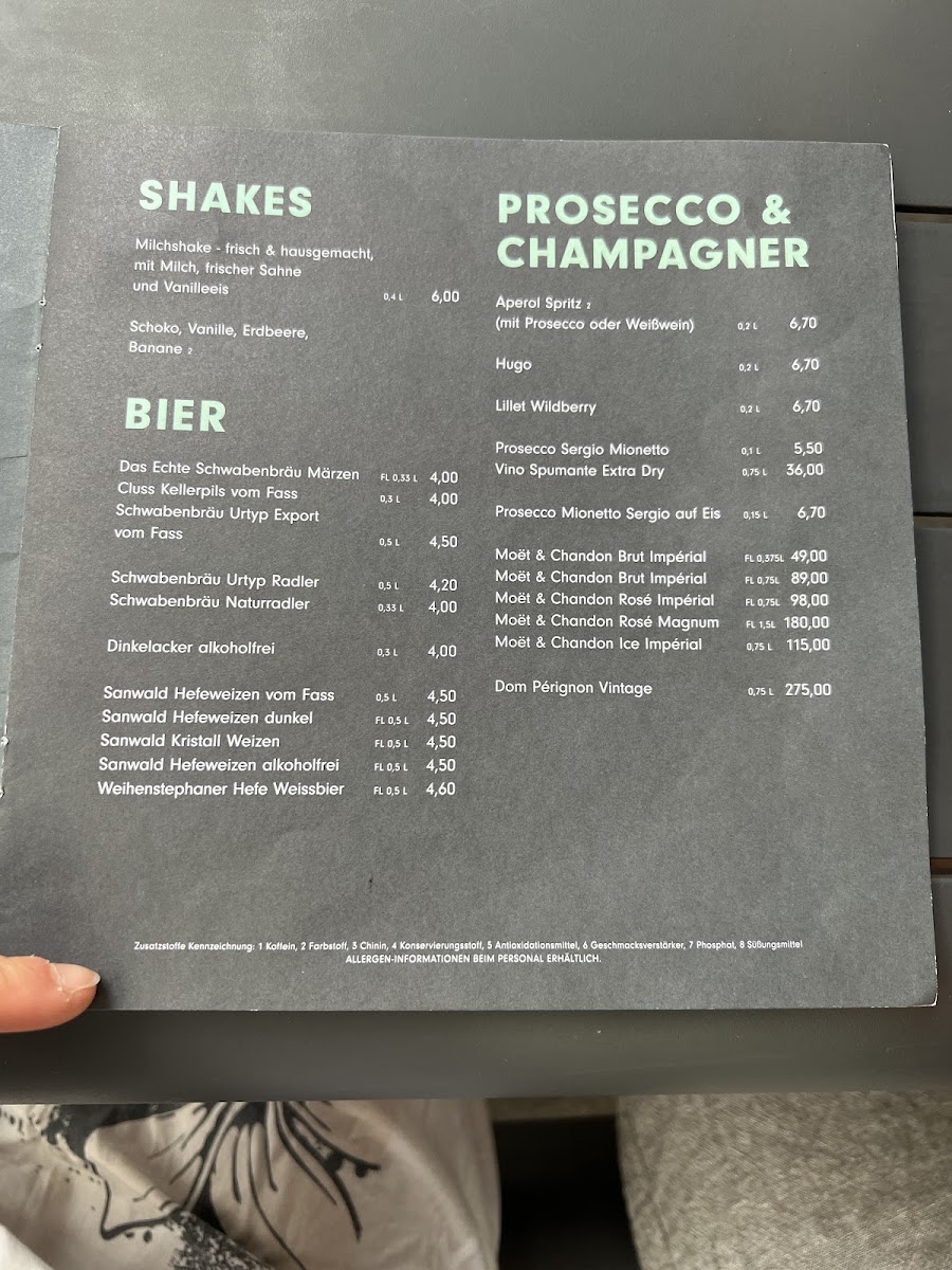 Cafe Bar Sachsenheimer menu board
