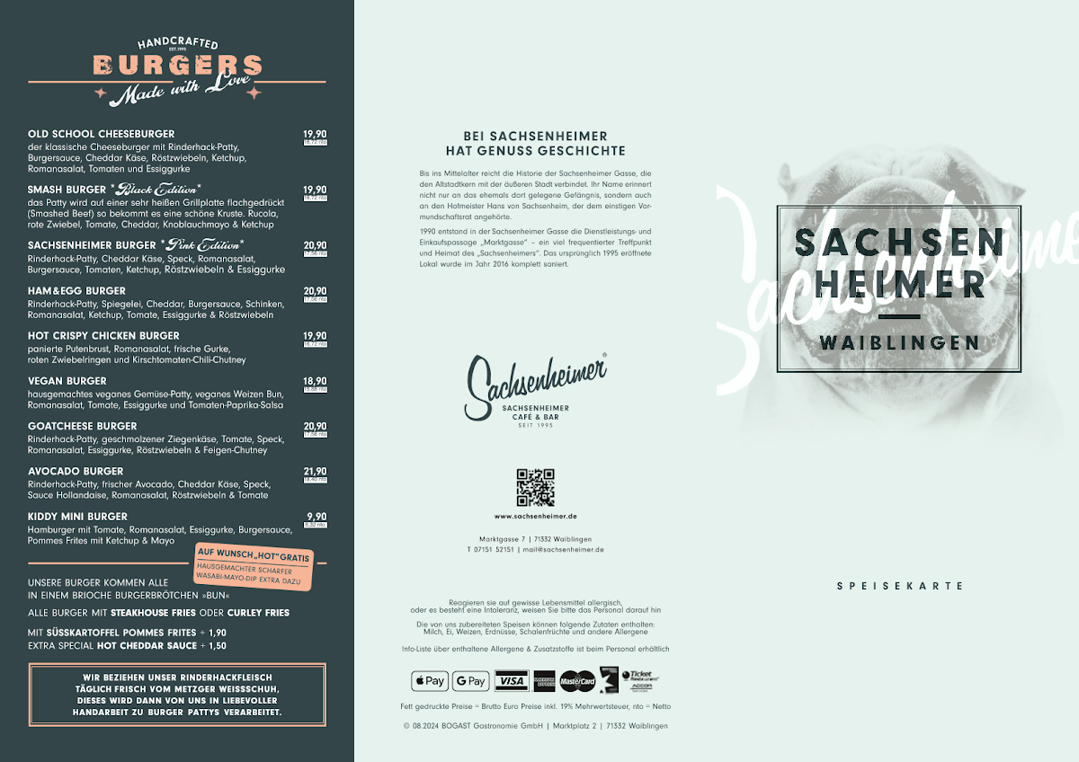 Cafe Bar Sachsenheimer menu board