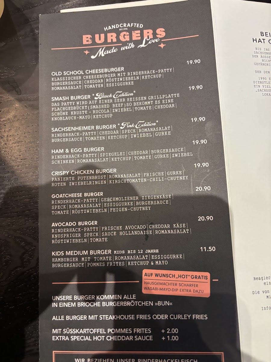 Cafe Bar Sachsenheimer menu board
