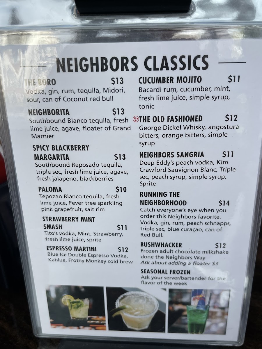 Neighbors Murfreesboro menu board
